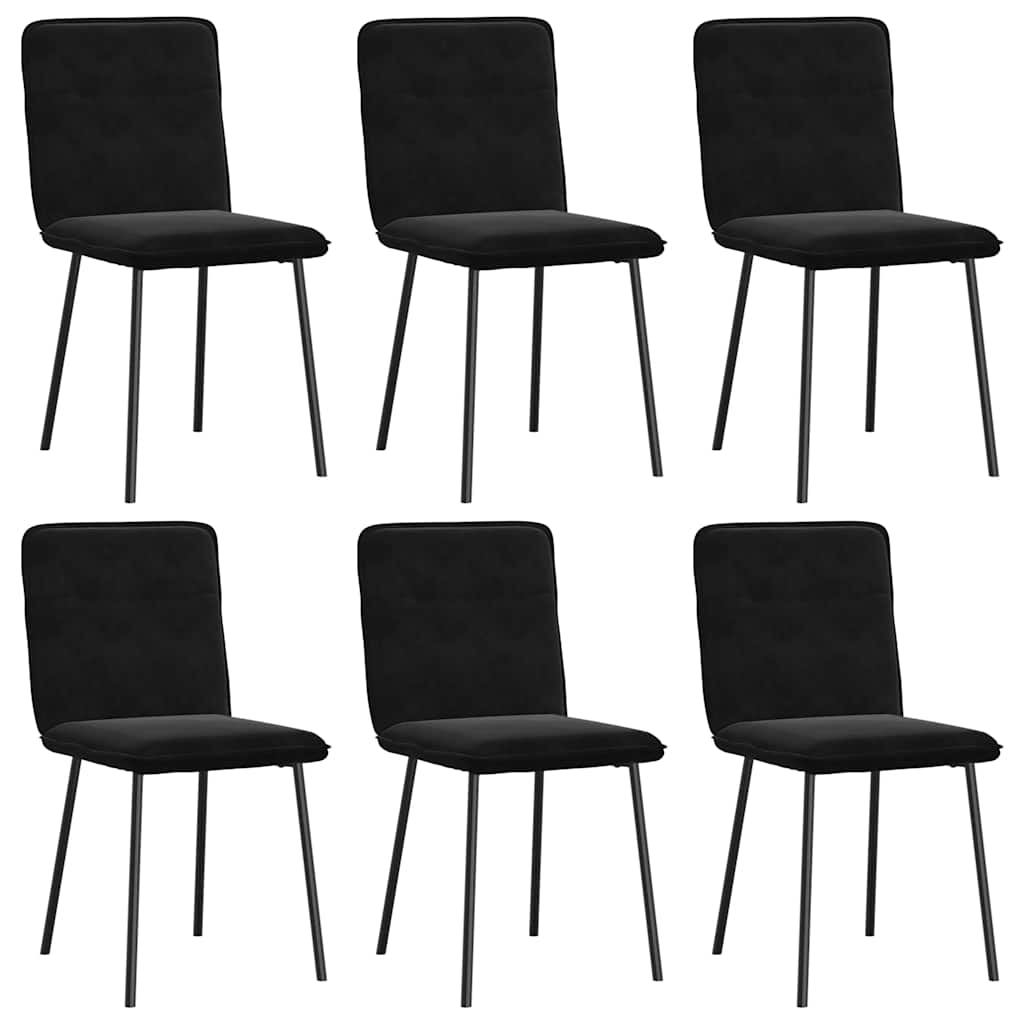 Chaises à manger lot de 6 noir velours - XIOS