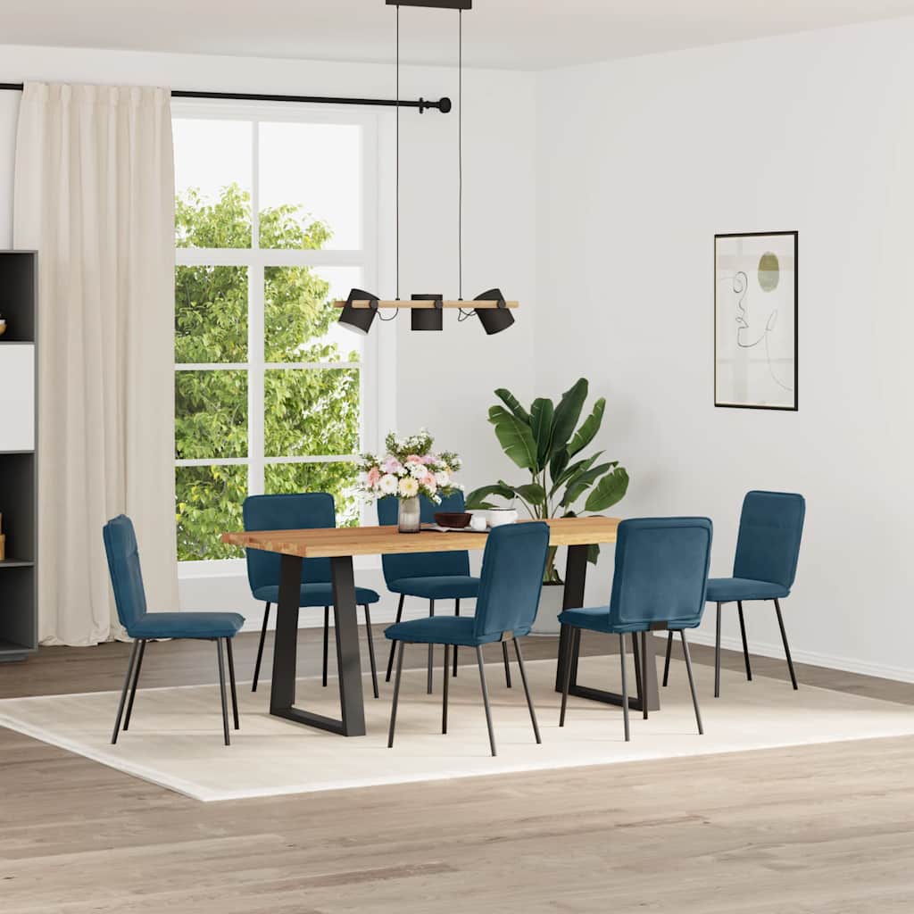 Chaises à manger lot de 6 bleu velours - XIOS
