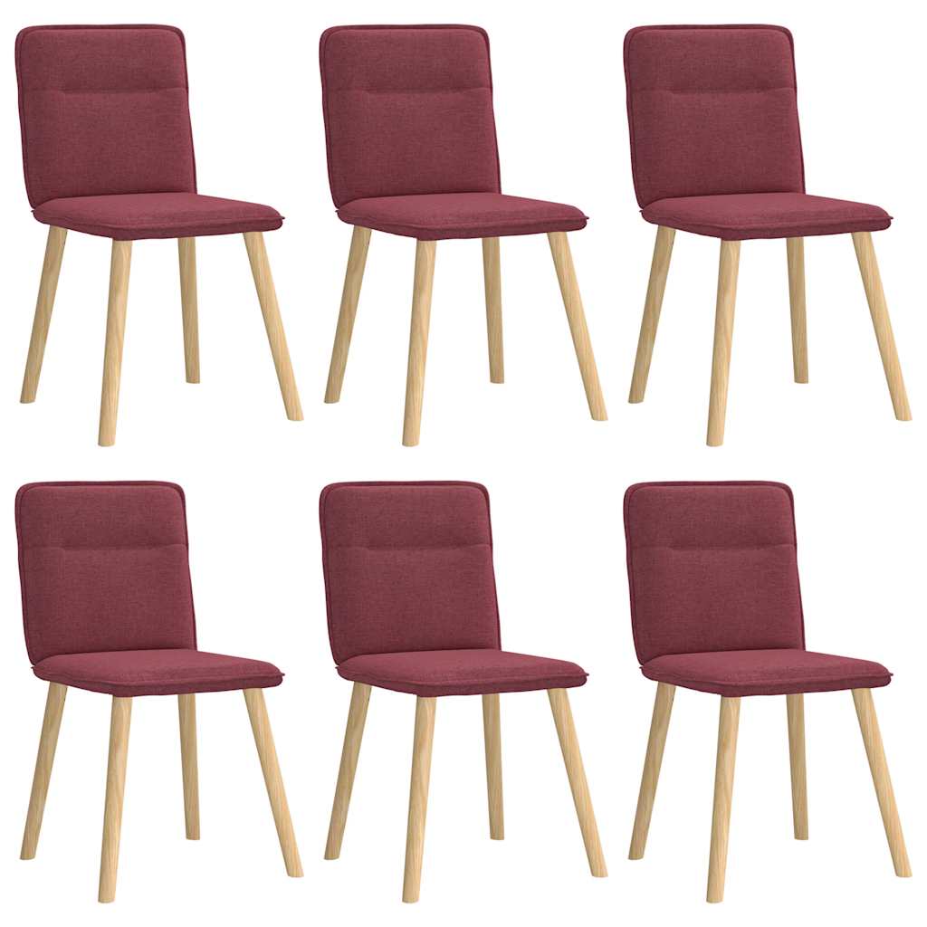 Chaises à manger lot de 6 rouge bordeaux tissu - XIOS