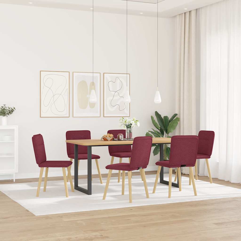 Chaises à manger lot de 6 rouge bordeaux tissu - XIOS