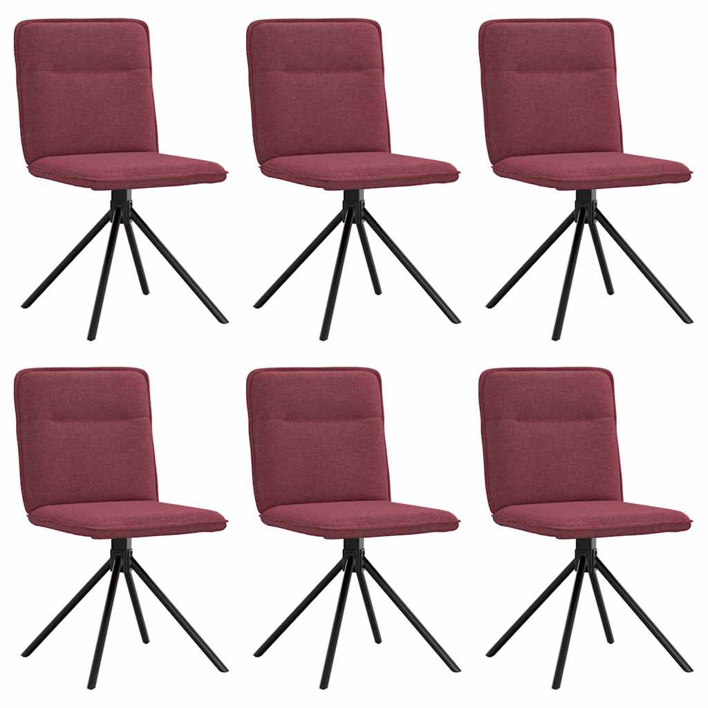 Chaises à manger lot de 6 rouge bordeaux tissu - XIOS