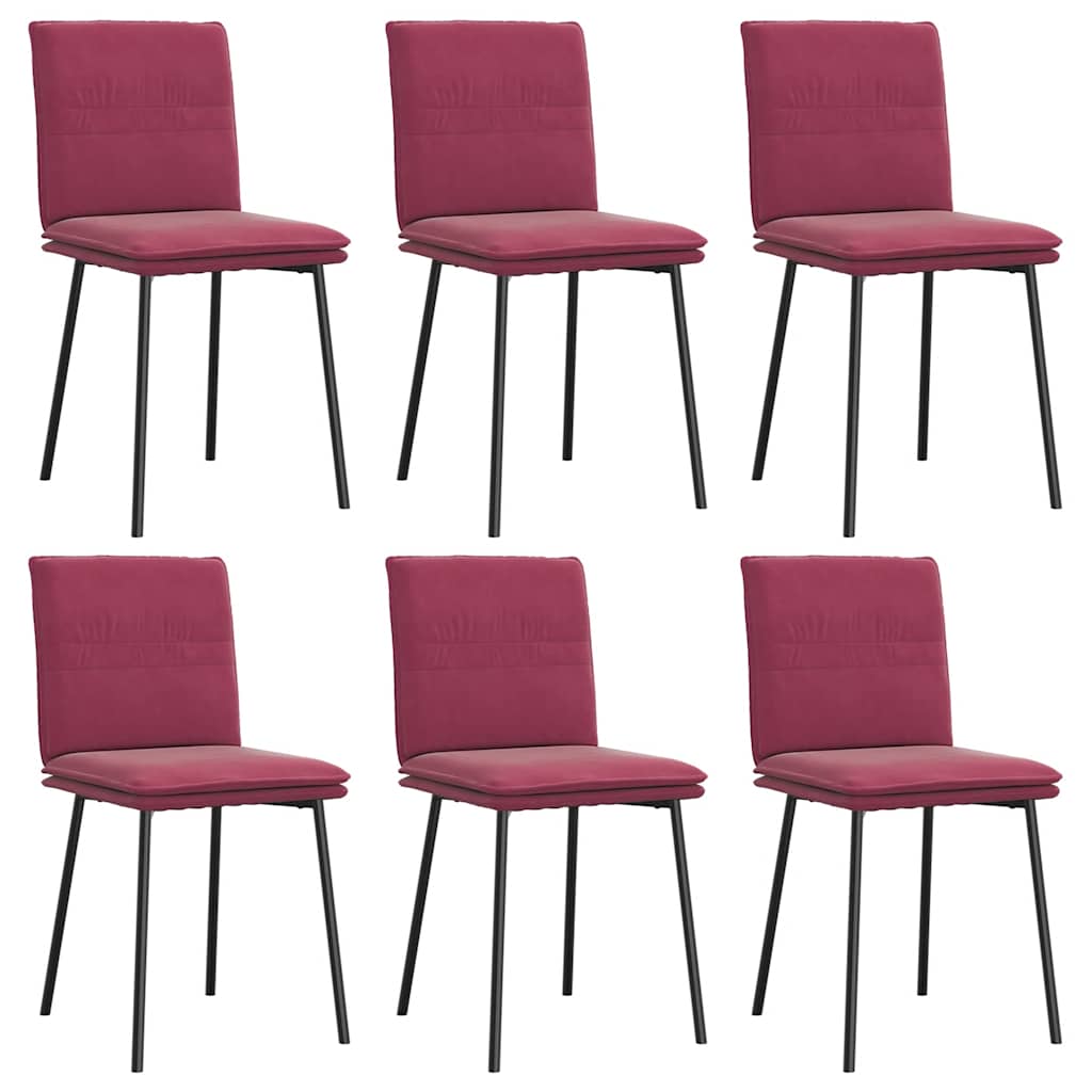 Chaises à manger lot de 6 rouge bordeaux velours - XIOS