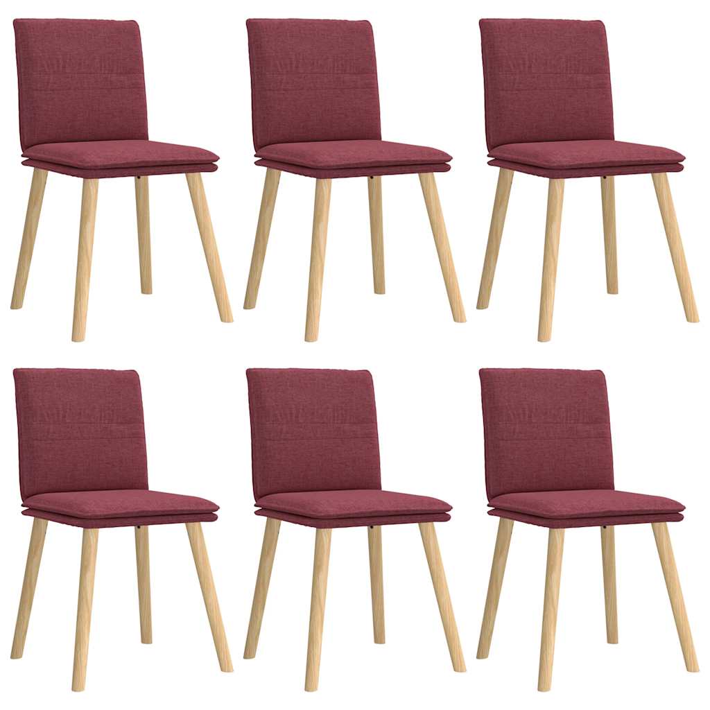 Chaises à manger lot de 6 rouge bordeaux tissu - XIOS