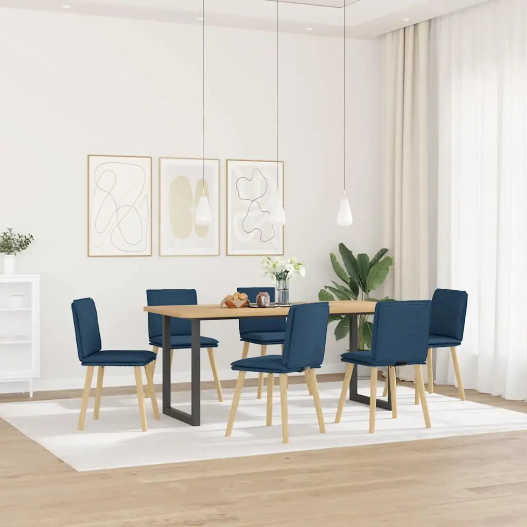 Chaises à manger lot de 6 bleu tissu - XIOS
