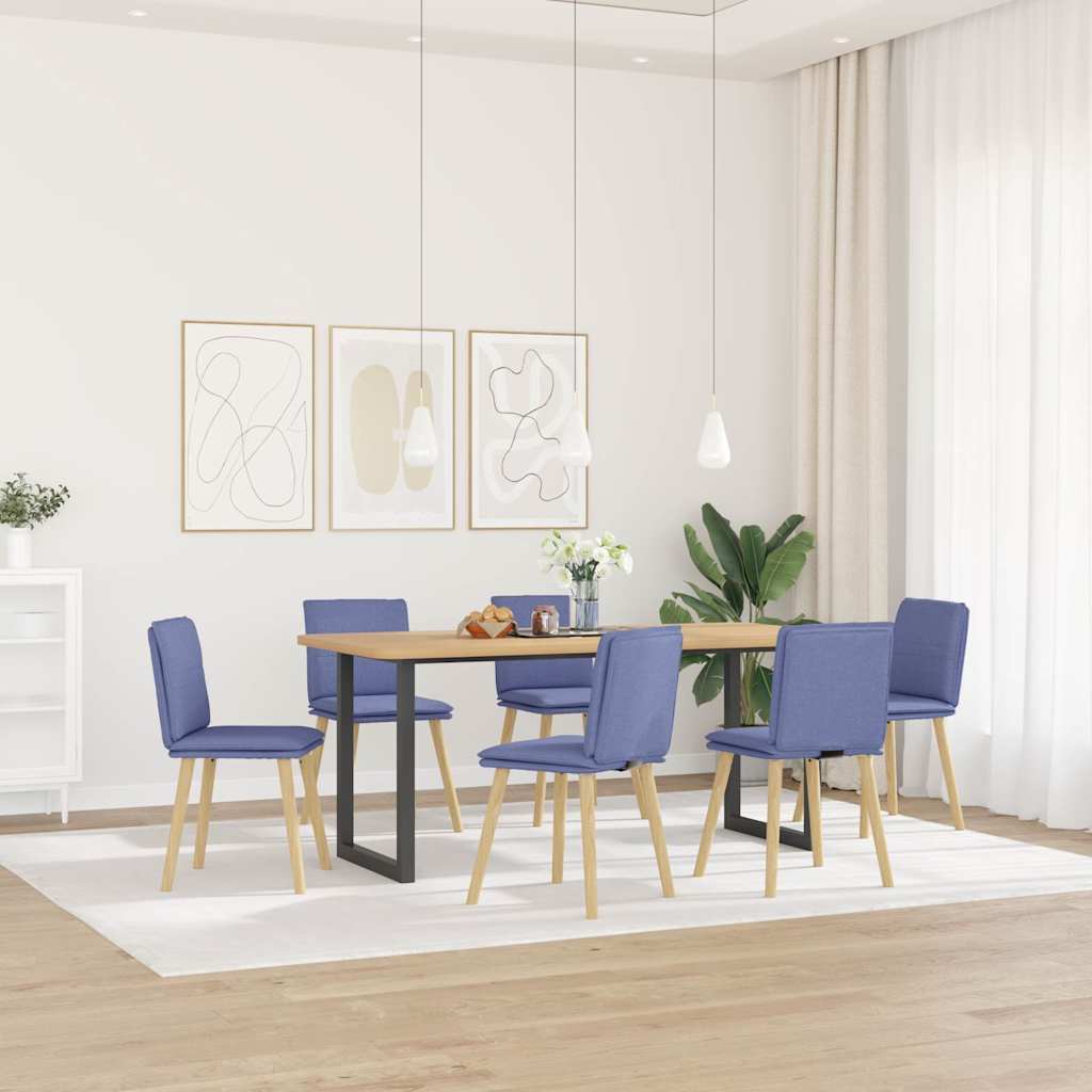 Chaises à manger lot de 6 bleu jean tissu - XIOS