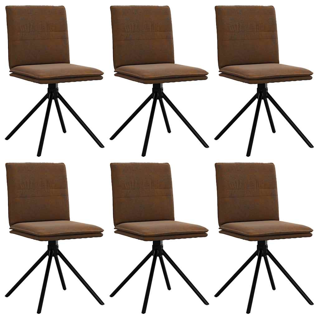 Chaises à manger lot de 6 marron similicuir daim - XIOS