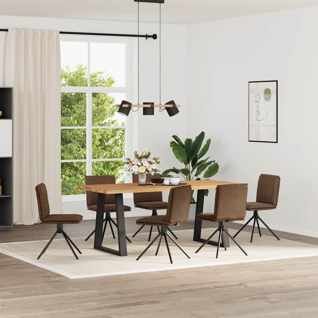 Chaises à manger lot de 6 marron similicuir daim - XIOS