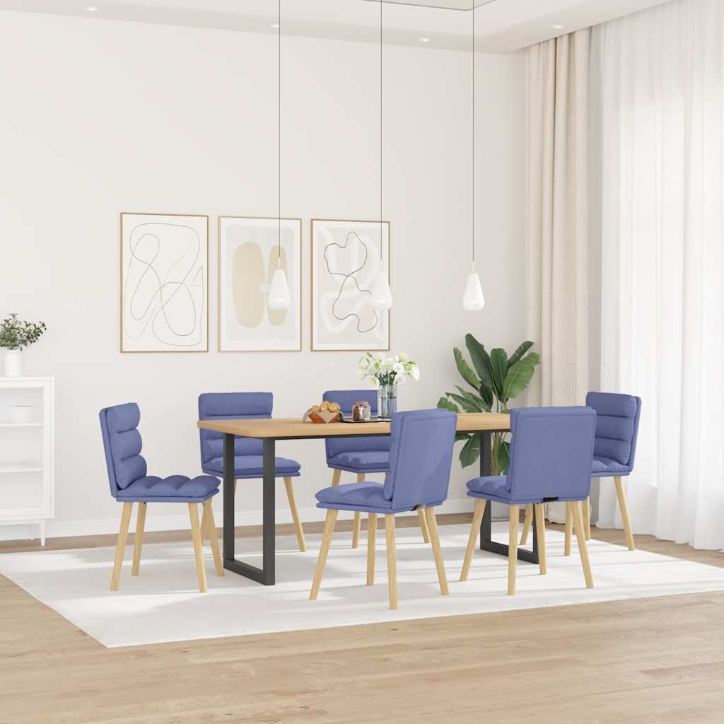 Chaises à manger lot de 6 bleu jean tissu - XIOS