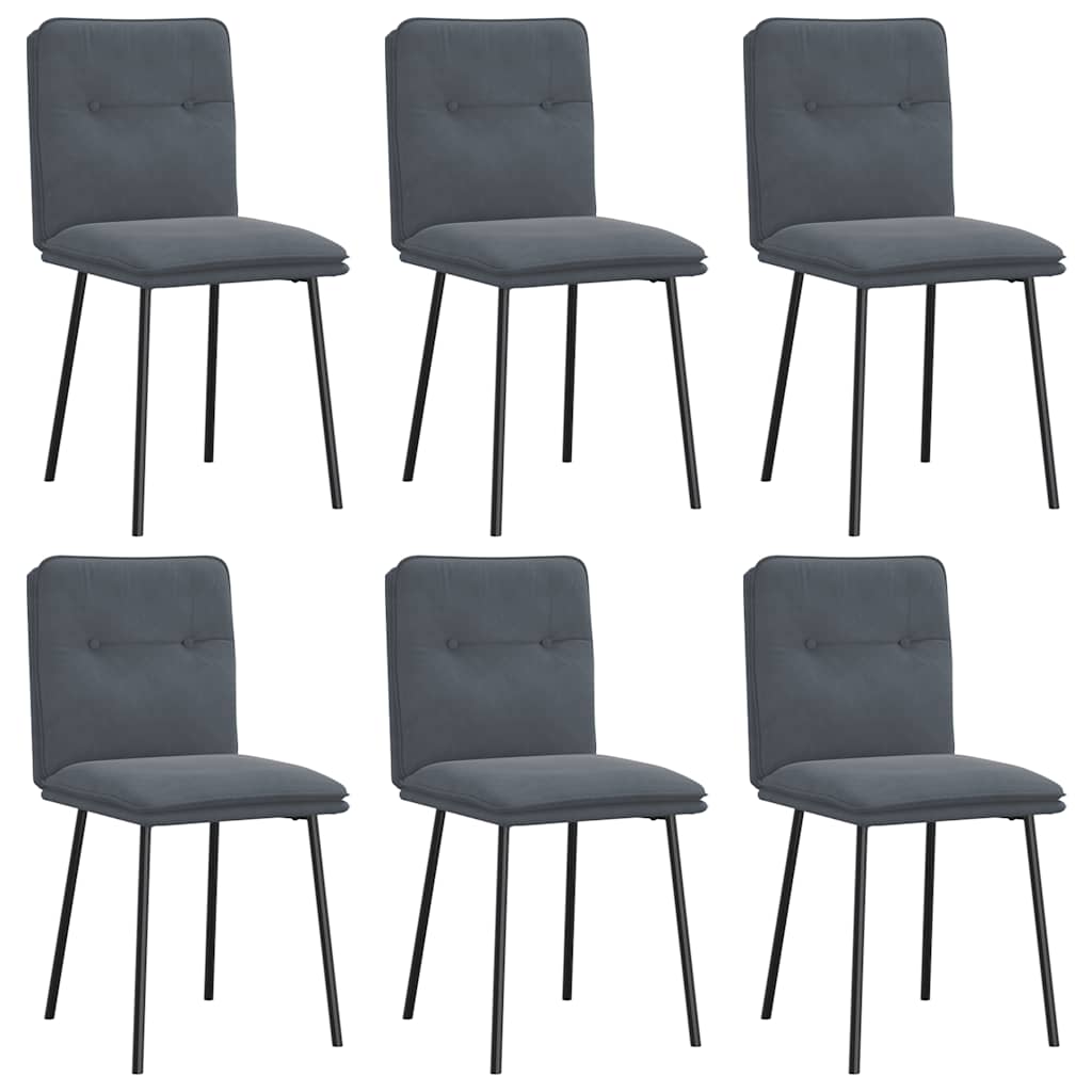 Chaises à manger lot de 6 gris foncé velours - XIOS