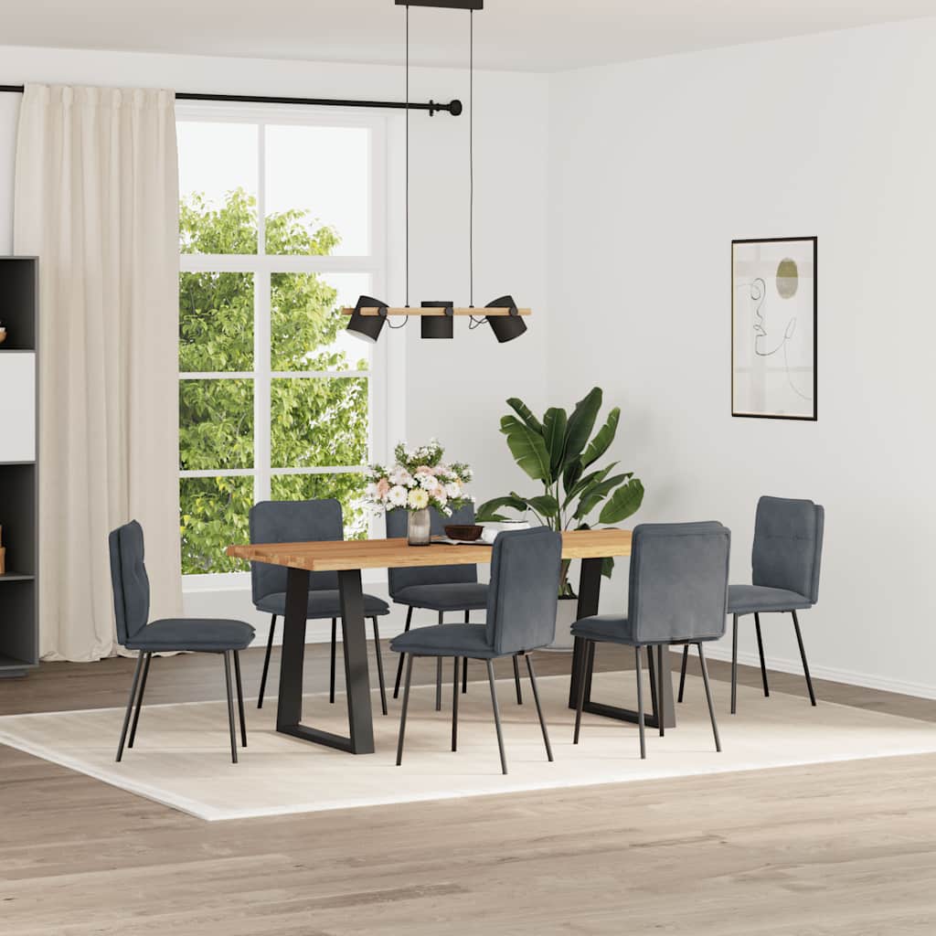 Chaises à manger lot de 6 gris foncé velours - XIOS