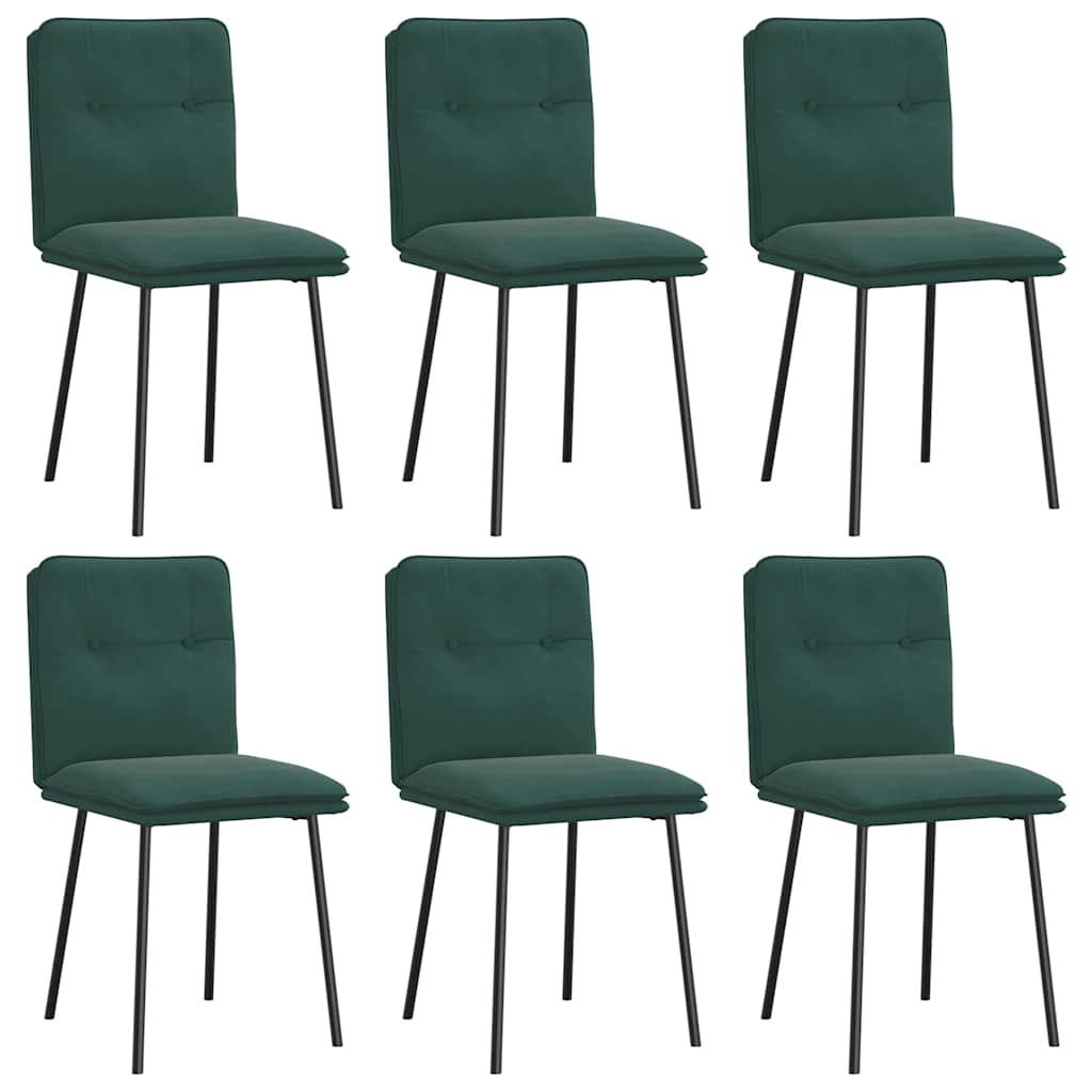Chaises à manger lot de 6 vert foncé velours - XIOS