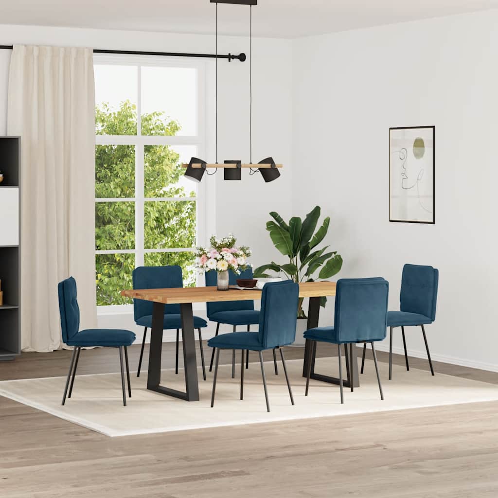Chaises à manger lot de 6 bleu velours - XIOS