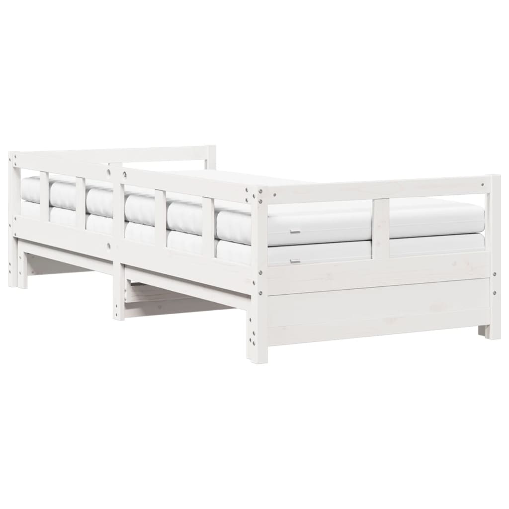 Lit de jour et lit gigogne et matelas 90x200 cm bois pin massif - XIOS