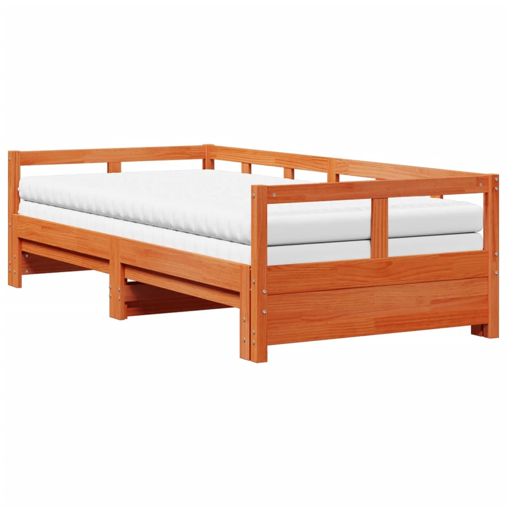 Lit de jour et lit gigogne et matelas 90x200 cm bois pin massif - XIOS