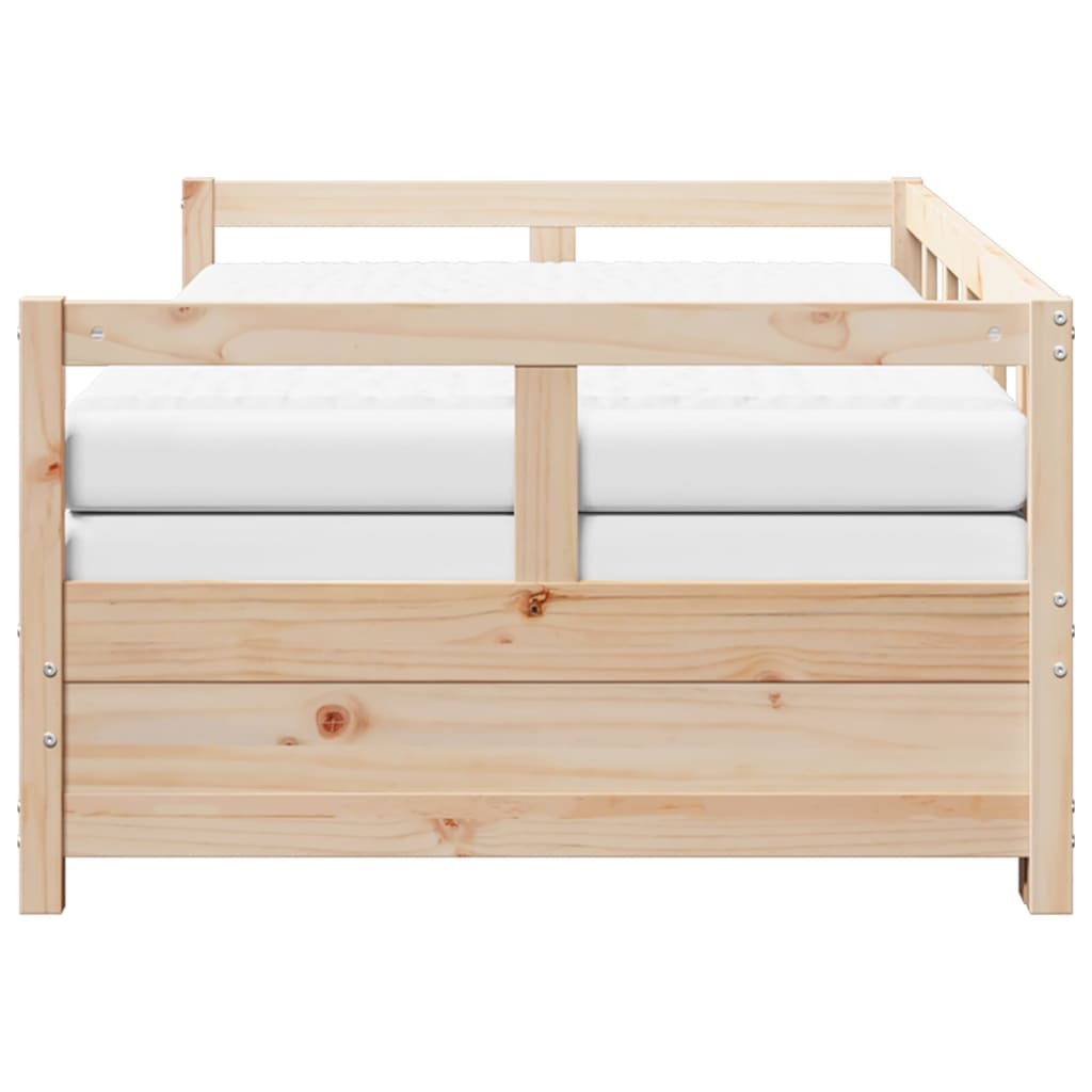 Lit de jour et lit gigogne et matelas 90x190 cm bois pin massif - XIOS