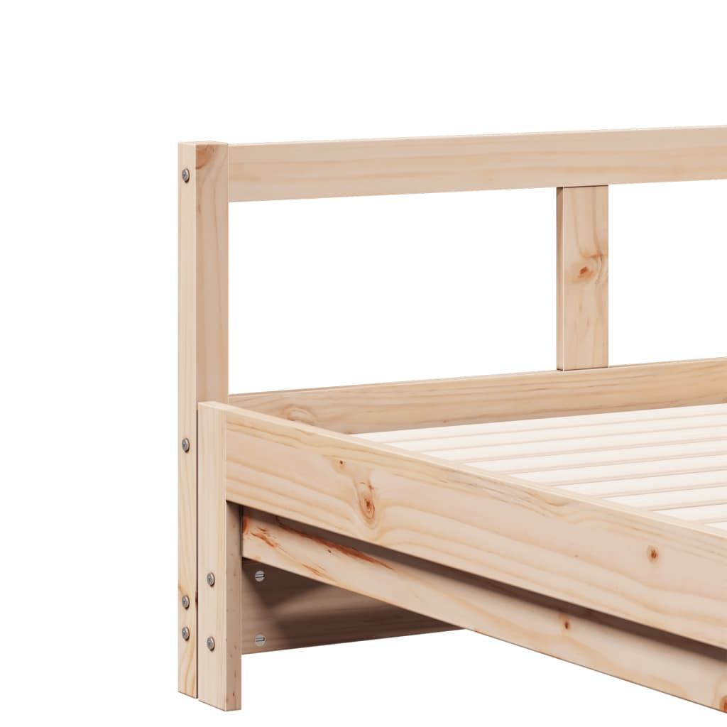 Lit de jour et lit gigogne et matelas 90x190 cm bois pin massif - XIOS