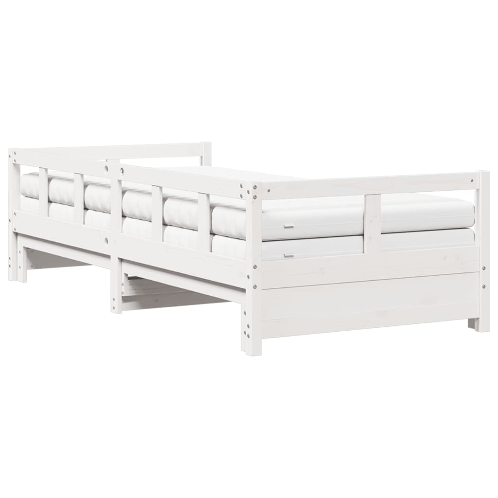 Lit de jour et lit gigogne et matelas 90x190 cm bois pin massif - XIOS