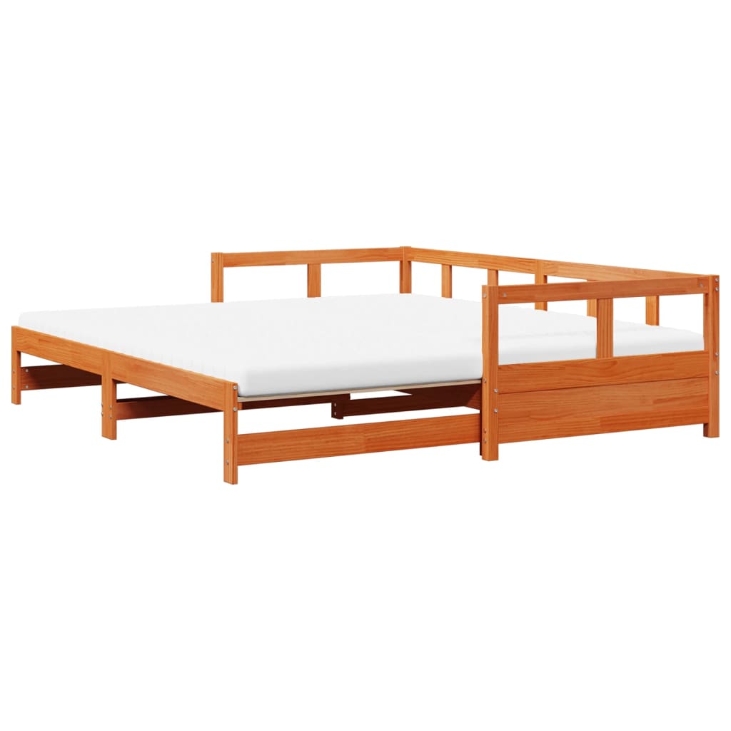 Lit de jour et lit gigogne et matelas 90x190 cm bois pin massif - XIOS