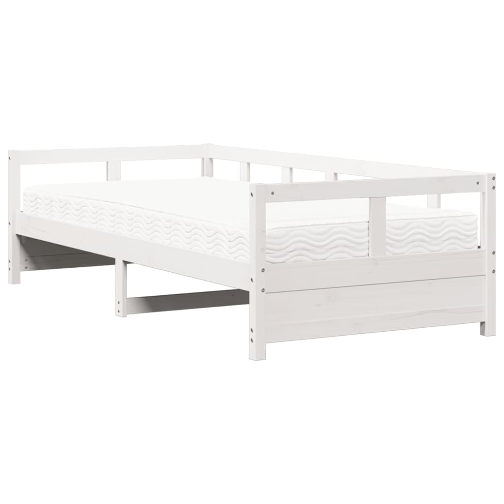 Lit de jour avec matelas blanc 80x200 cm bois de pin massif - XIOS
