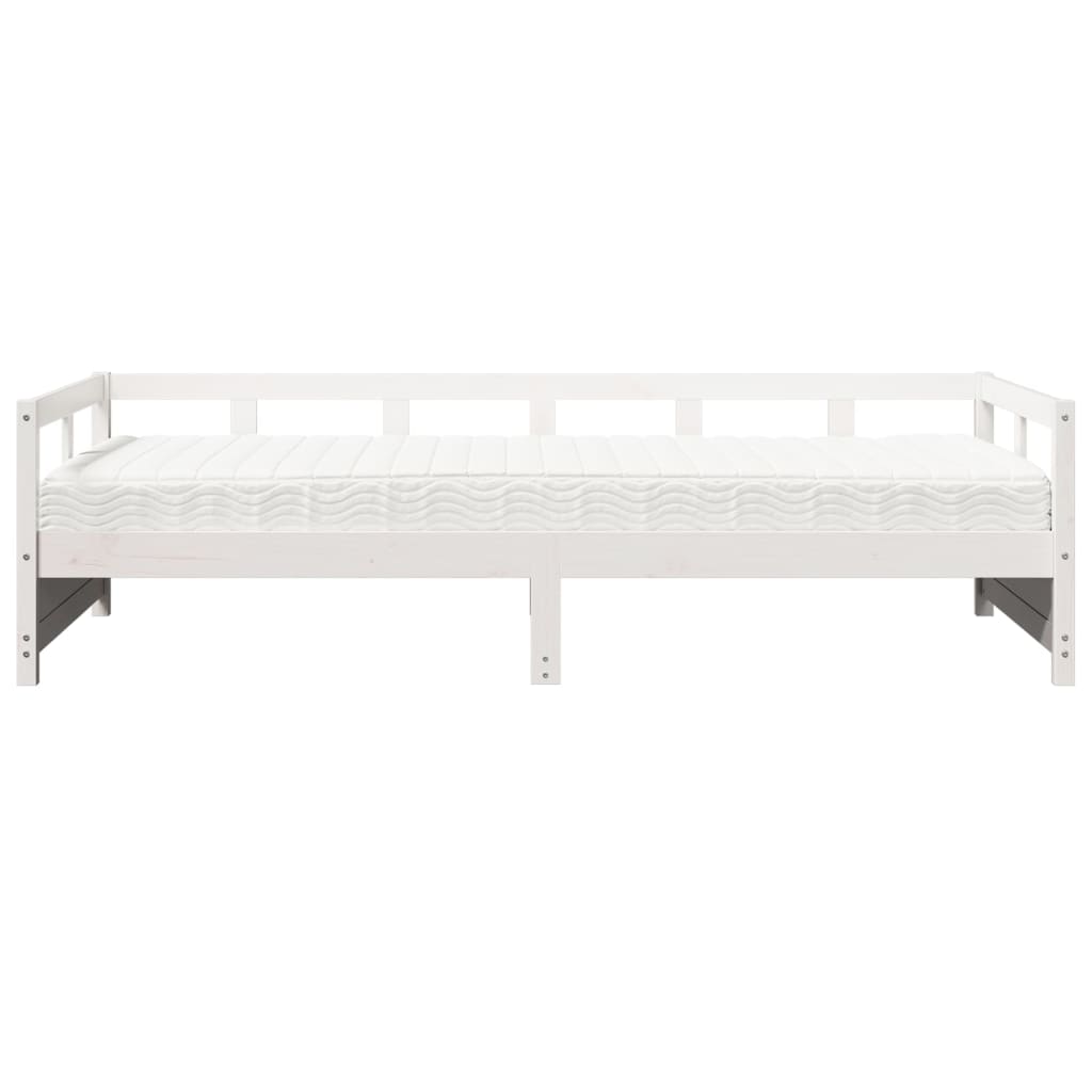 Lit de jour avec matelas blanc 80x200 cm bois de pin massif - XIOS