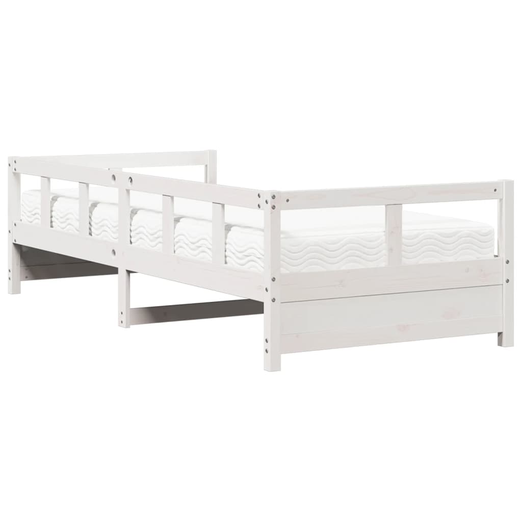 Lit de jour avec matelas blanc 80x200 cm bois de pin massif - XIOS