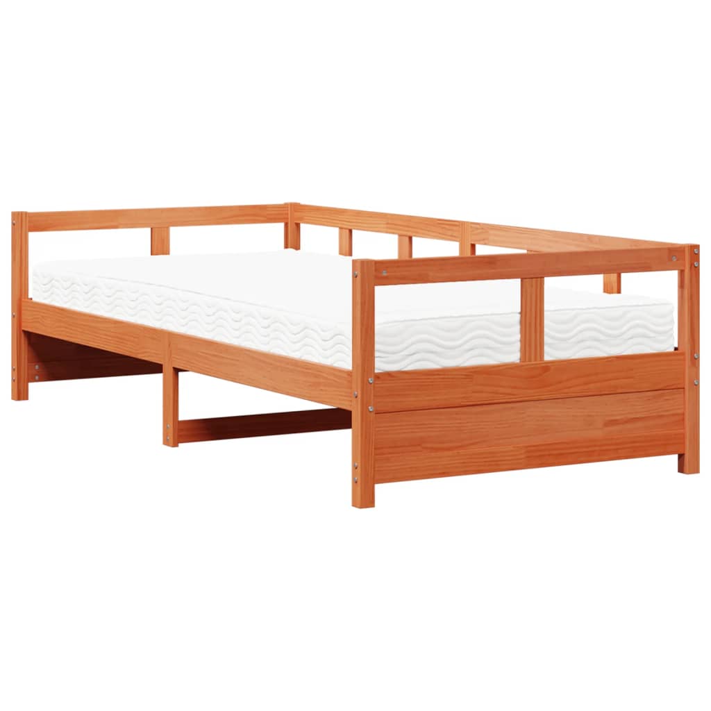 Lit de jour avec matelas cire marron 80x200 cm bois pin massif - XIOS