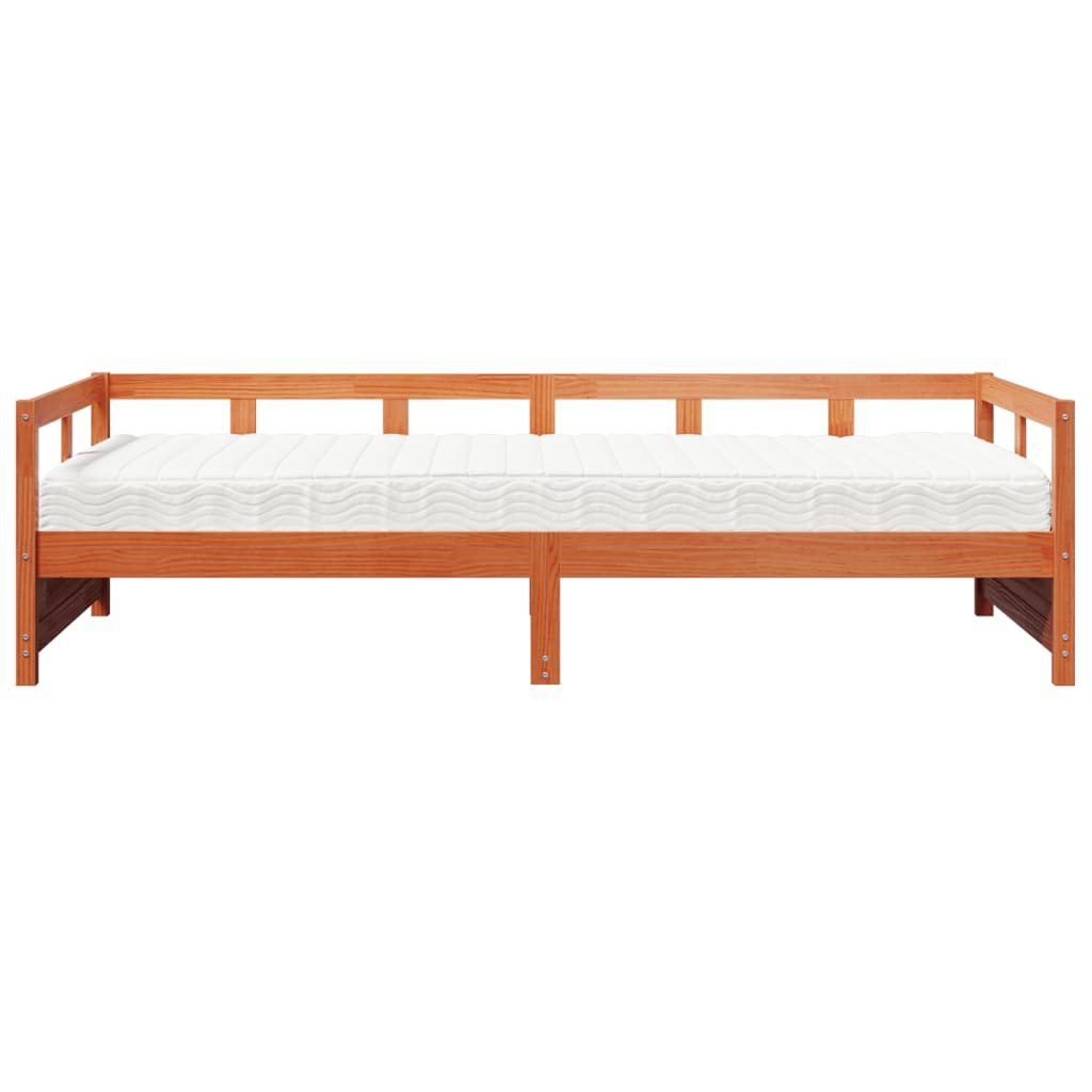Lit de jour avec matelas cire marron 80x200 cm bois pin massif - XIOS