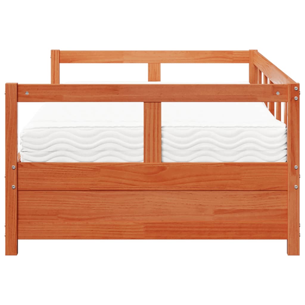 Lit de jour avec matelas cire marron 80x200 cm bois pin massif - XIOS
