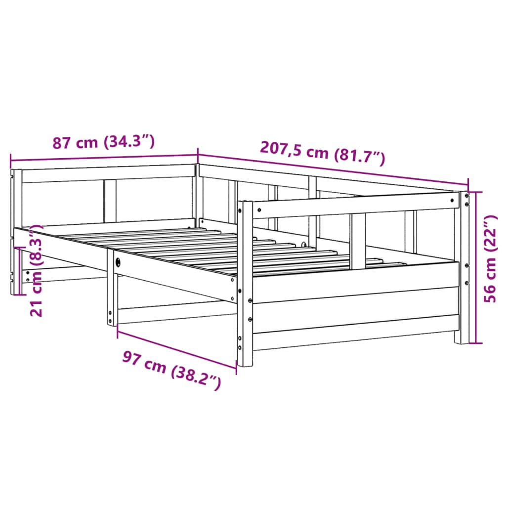 Lit de jour avec matelas cire marron 80x200 cm bois pin massif - XIOS