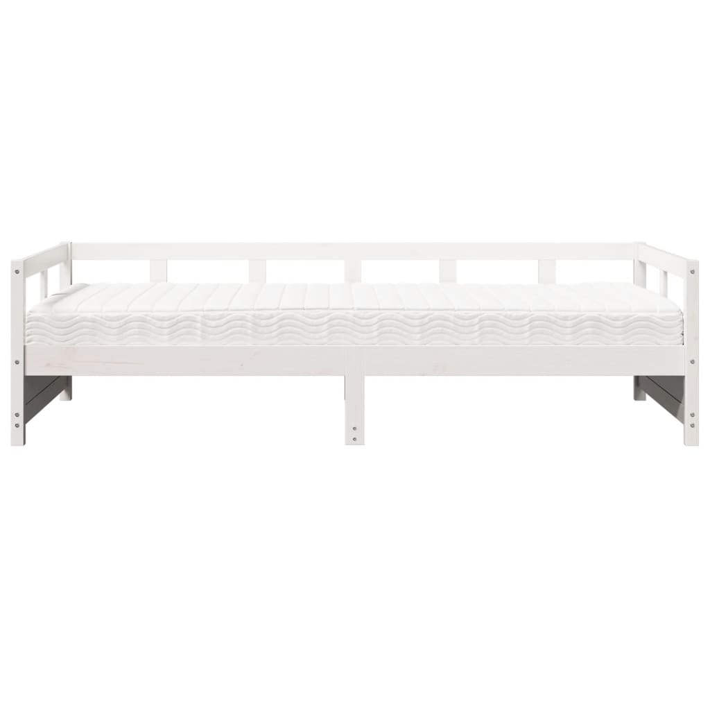 Lit de jour avec matelas blanc 90x200 cm bois de pin massif - XIOS