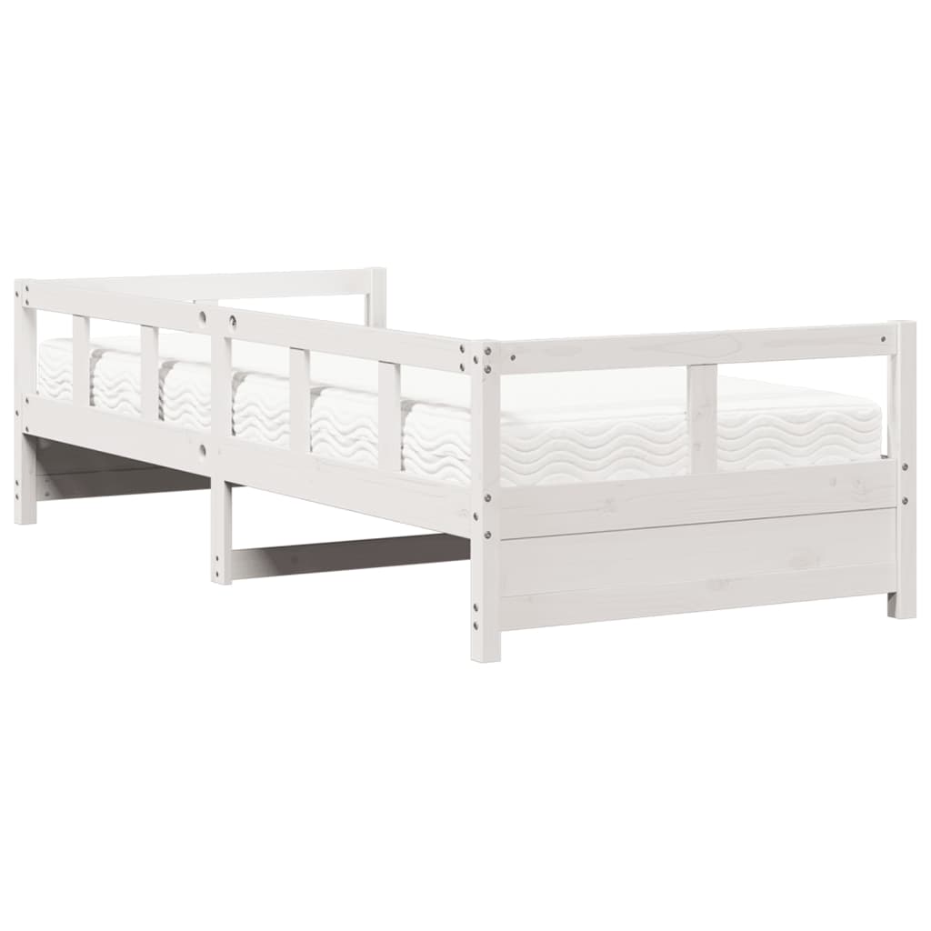 Lit de jour avec matelas blanc 90x200 cm bois de pin massif - XIOS