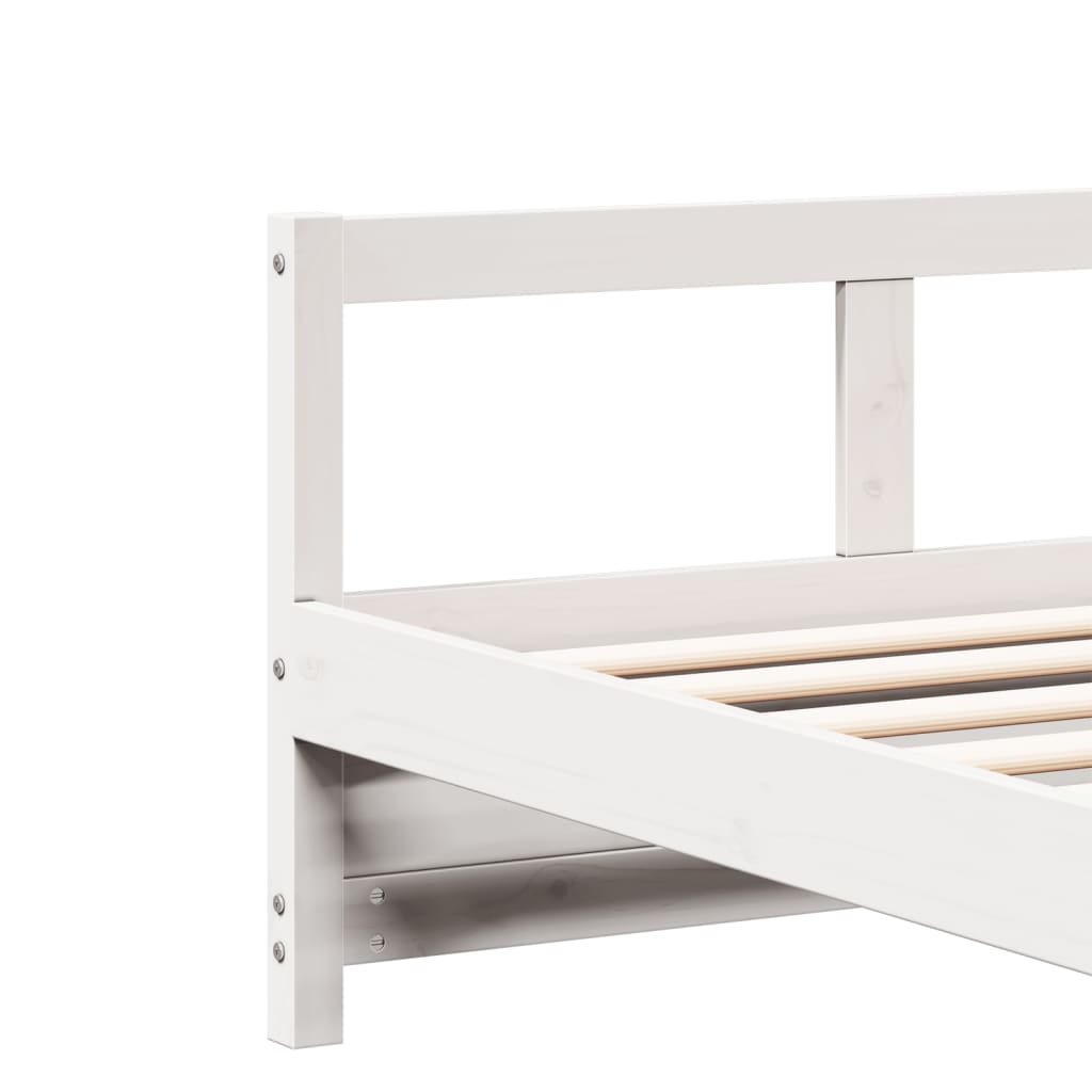 Lit de jour avec matelas blanc 90x200 cm bois de pin massif - XIOS