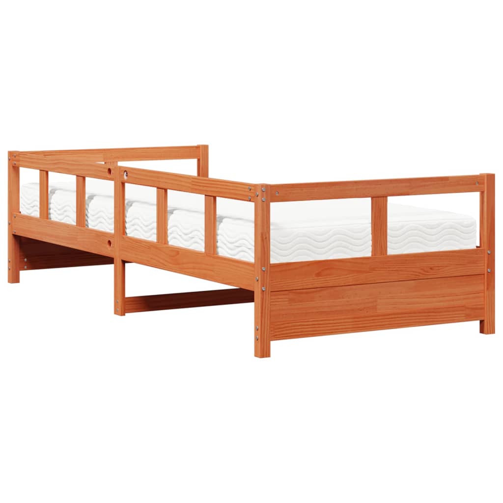 Lit de jour avec matelas cire marron 90x200 cm bois pin massif - XIOS