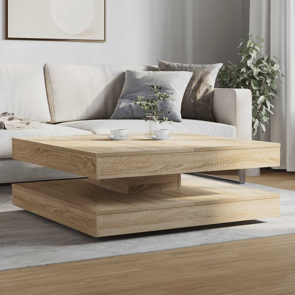 Table basse rotative à 360 degrés chêne sonoma 90x90x34,5 cm - XIOS