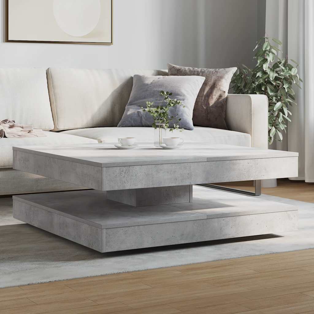 Table basse rotative à 360 degrés gris béton 90x90x34,5 cm - XIOS