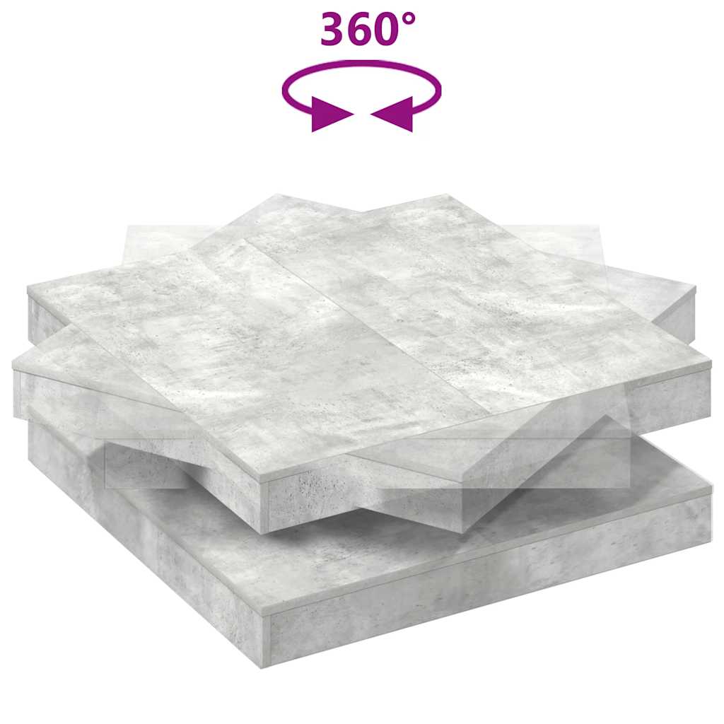 Table basse rotative à 360 degrés gris béton 90x90x34,5 cm - XIOS