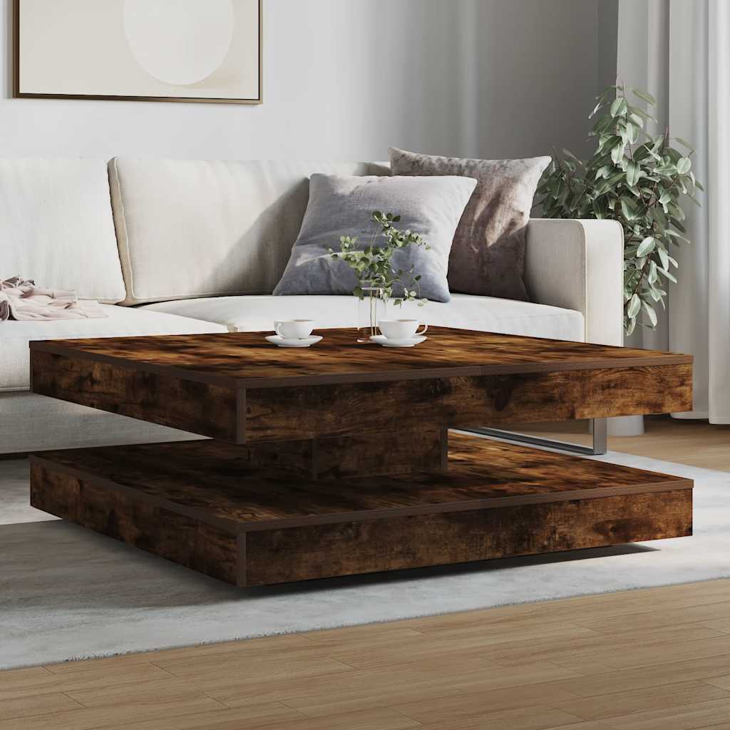 Table basse rotative à 360 degrés chêne fumé 90x90x34,5 cm - XIOS