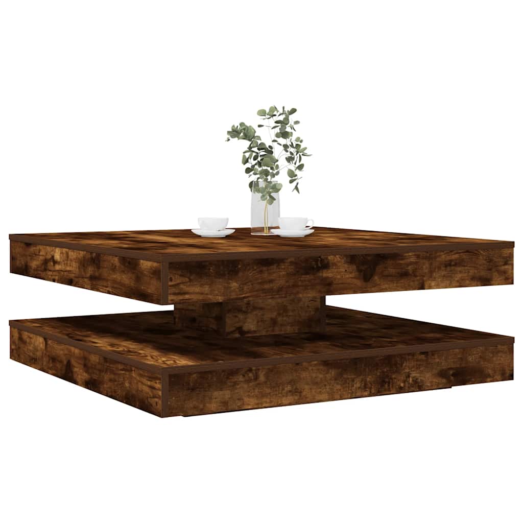 Table basse rotative à 360 degrés chêne fumé 90x90x34,5 cm - XIOS