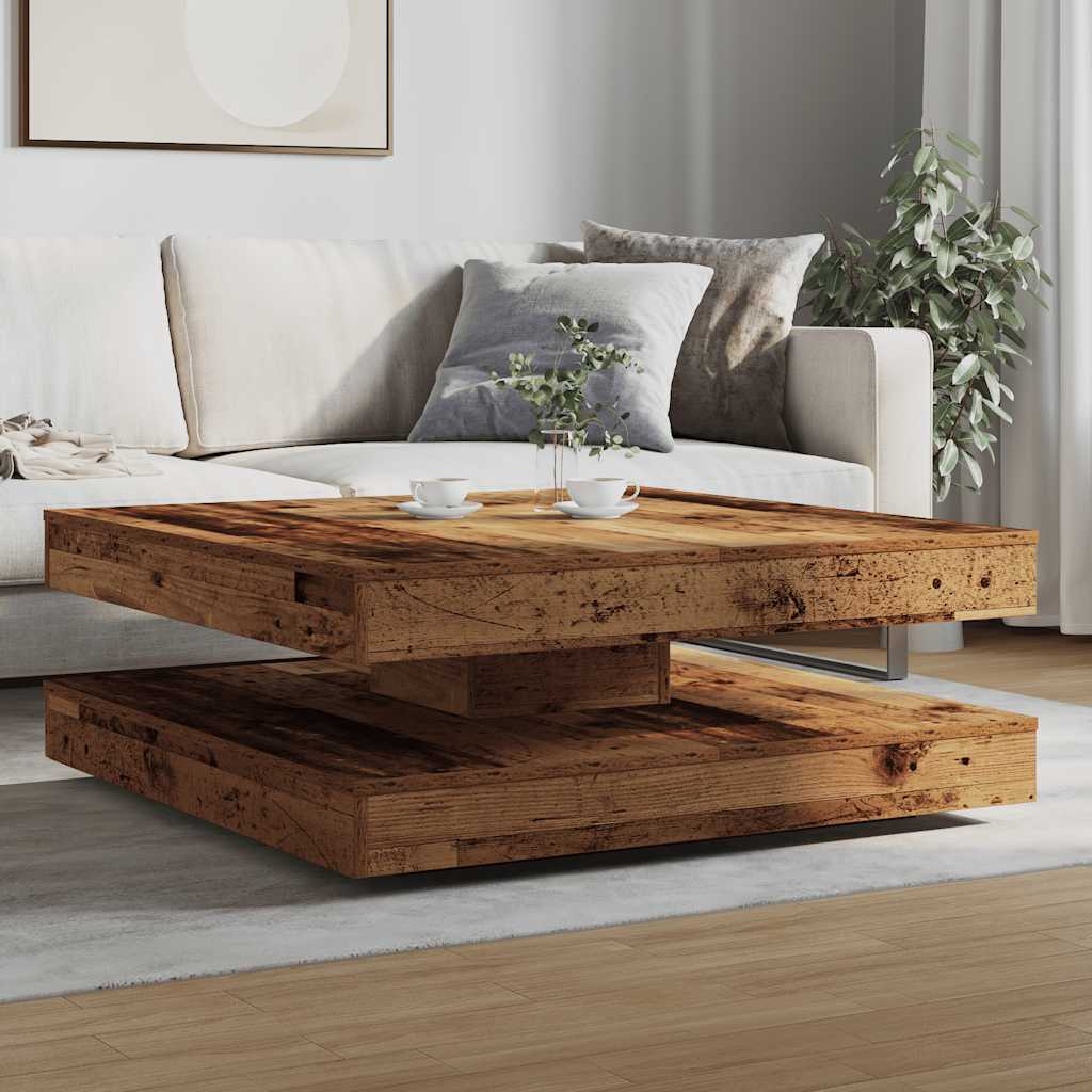Table basse rotative à 360 degrés vieux bois 90x90x34,5 cm - XIOS