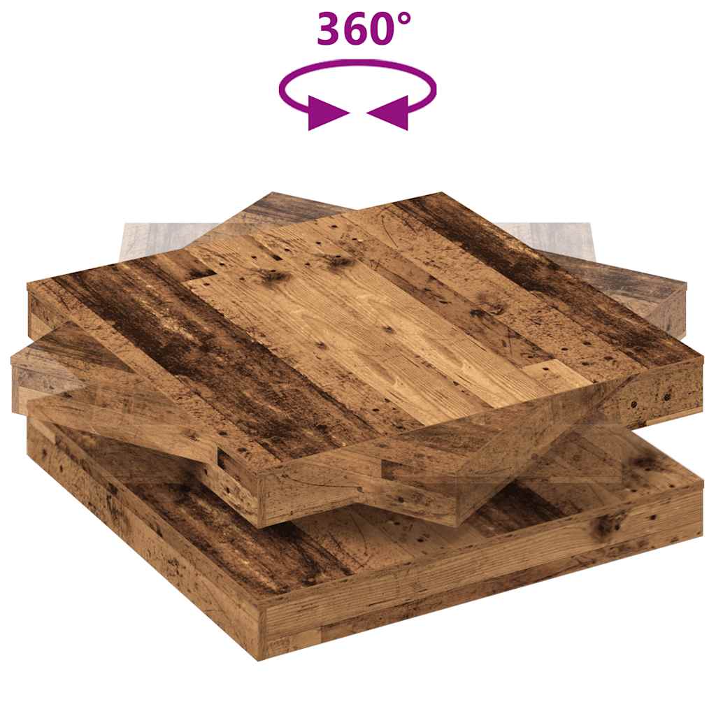 Table basse rotative à 360 degrés vieux bois 90x90x34,5 cm - XIOS