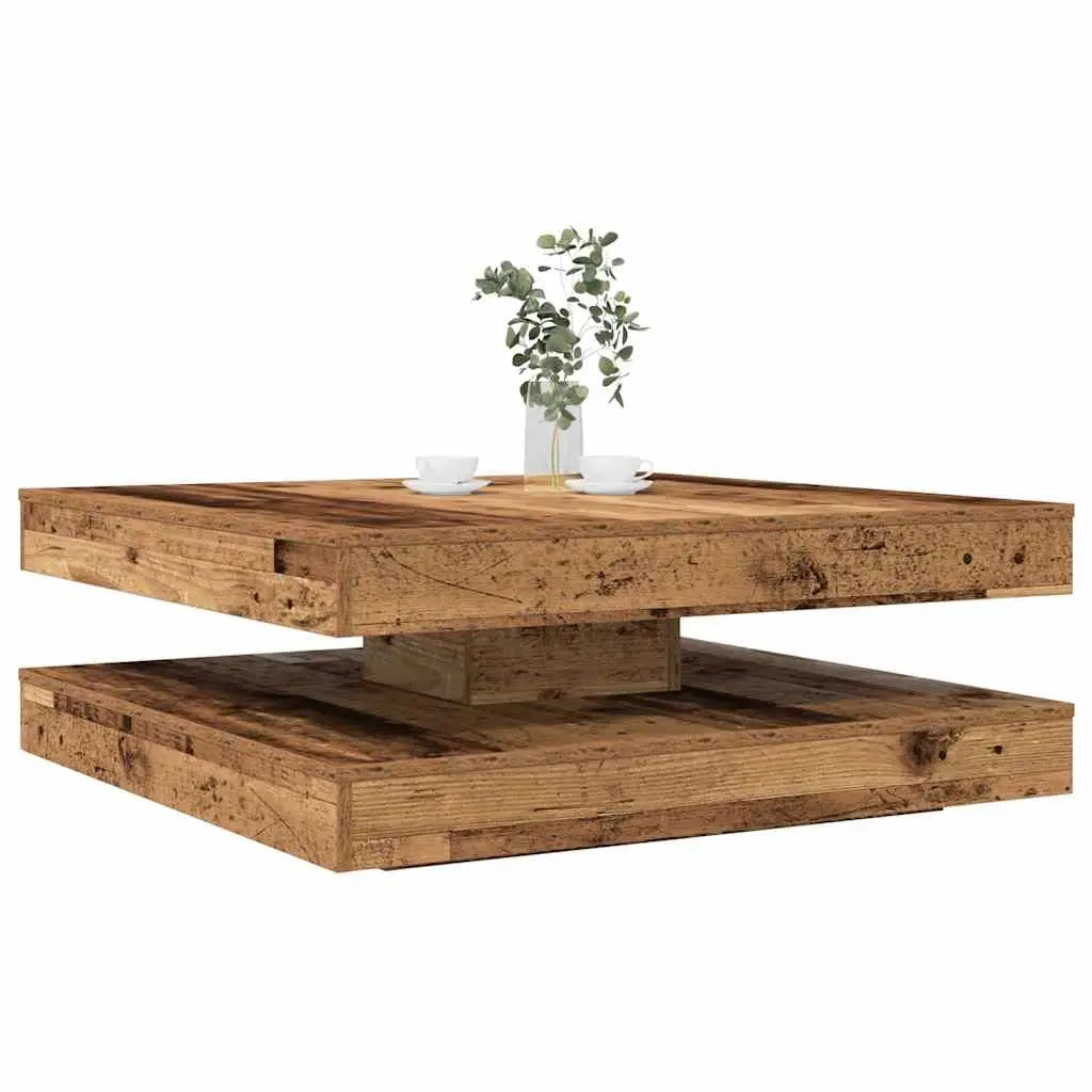 Table basse rotative à 360 degrés vieux bois 90x90x34,5 cm - XIOS