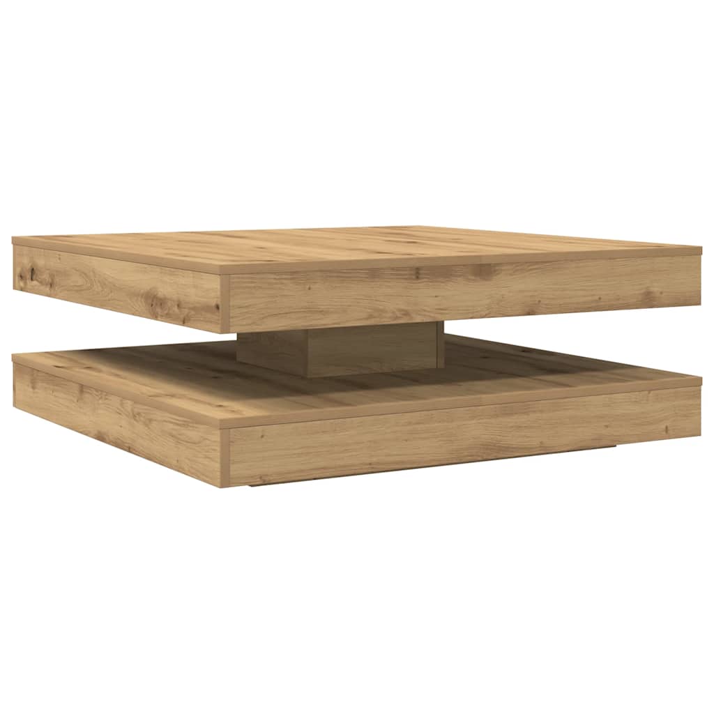 Table basse rotative à 360 degrés chêne artisanal 90x90x34,5 cm
