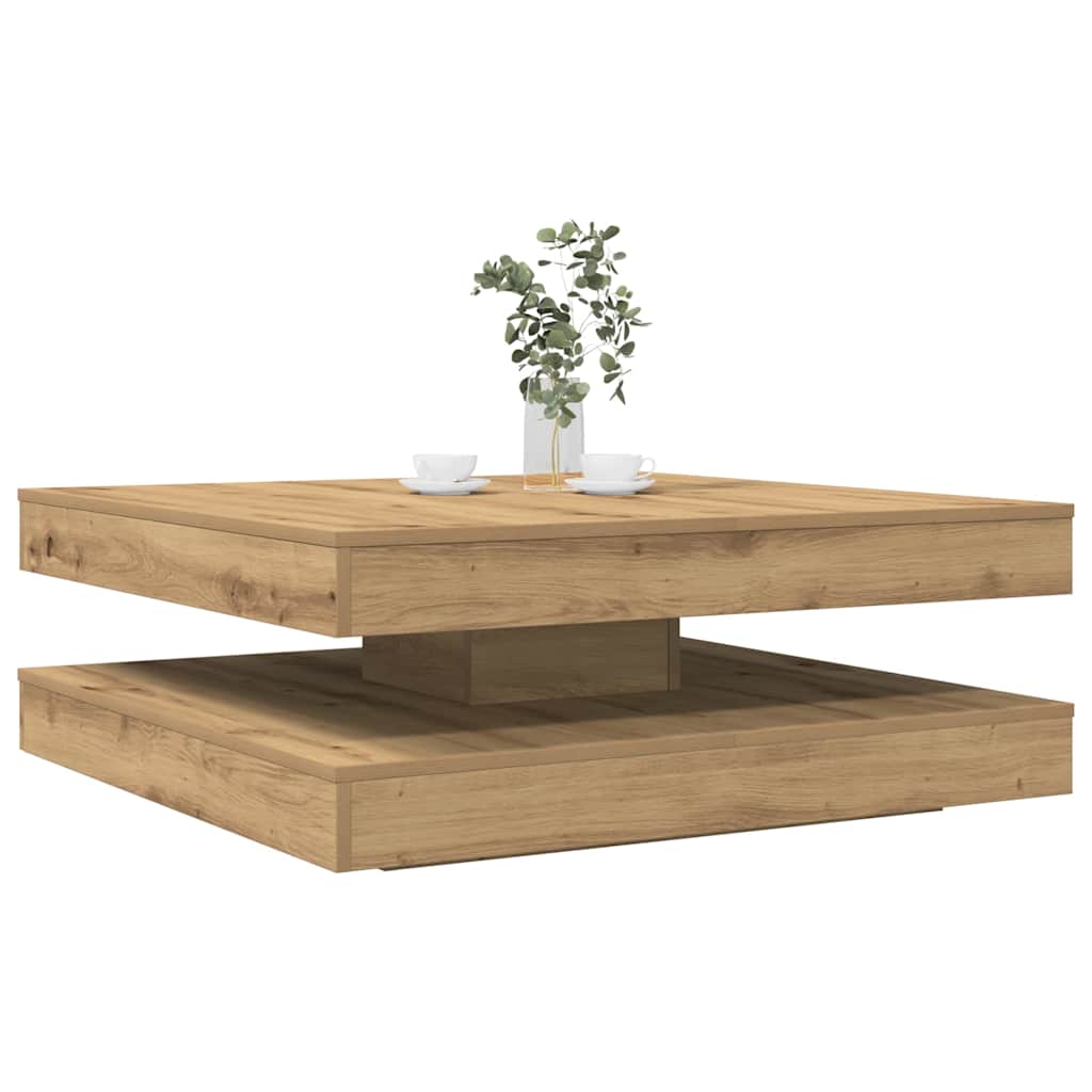 Table basse rotative à 360 degrés chêne artisanal 90x90x34,5 cm - XIOS