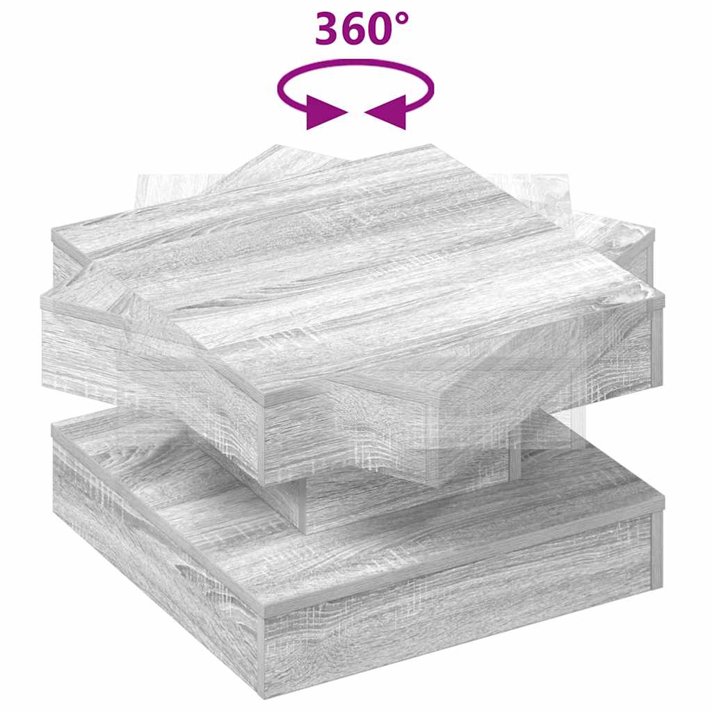 Table basse rotative à 360 degrés sonoma gris 50x50x34,5 cm - XIOS