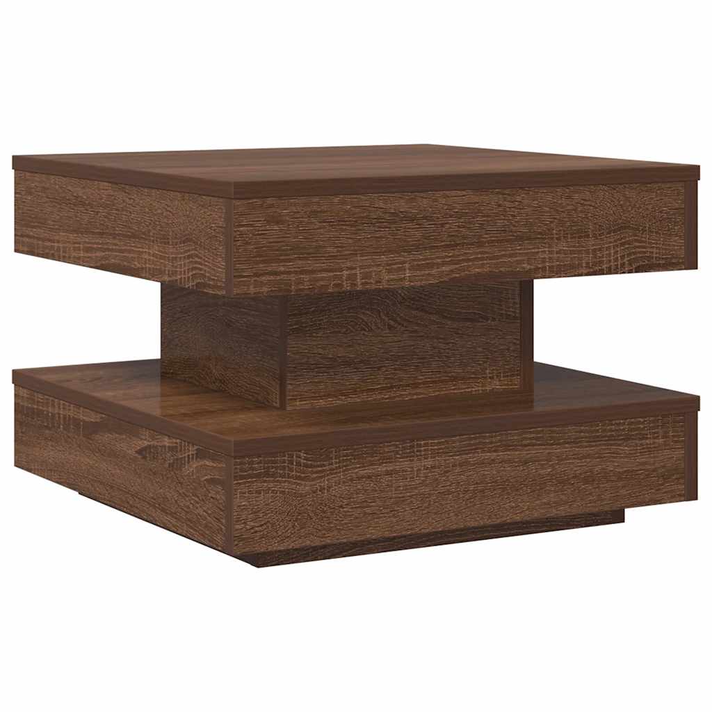 Table basse rotative à 360 degrés chêne marron 50x50x34,5 cm - XIOS