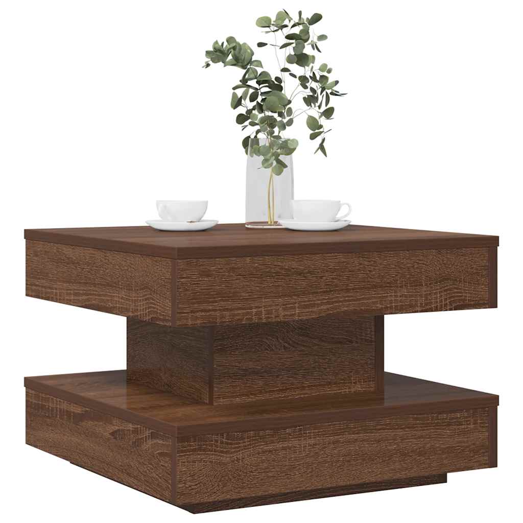 Table basse rotative à 360 degrés chêne marron 50x50x34,5 cm - XIOS