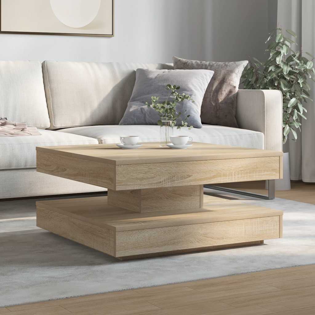 Table basse rotative à 360 degrés chêne sonoma 70x70x34,5 cm - XIOS