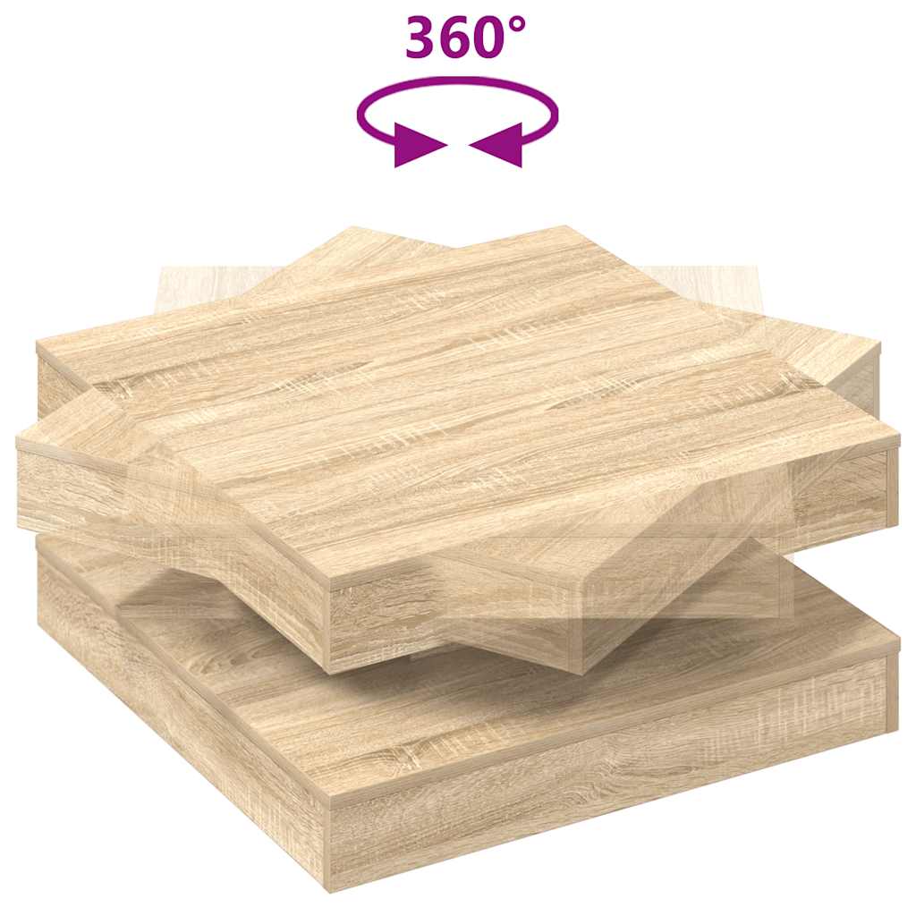 Table basse rotative à 360 degrés chêne sonoma 70x70x34,5 cm - XIOS