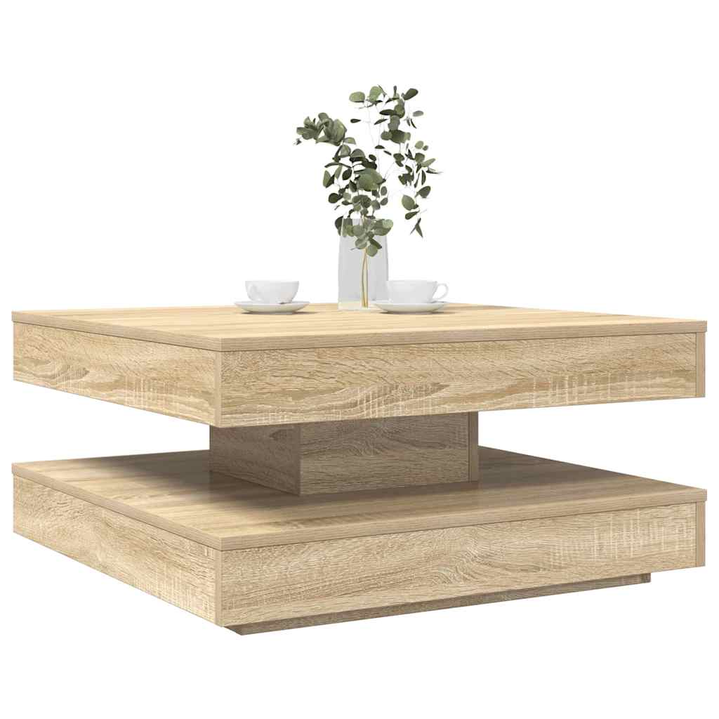 Table basse rotative à 360 degrés chêne sonoma 70x70x34,5 cm - XIOS
