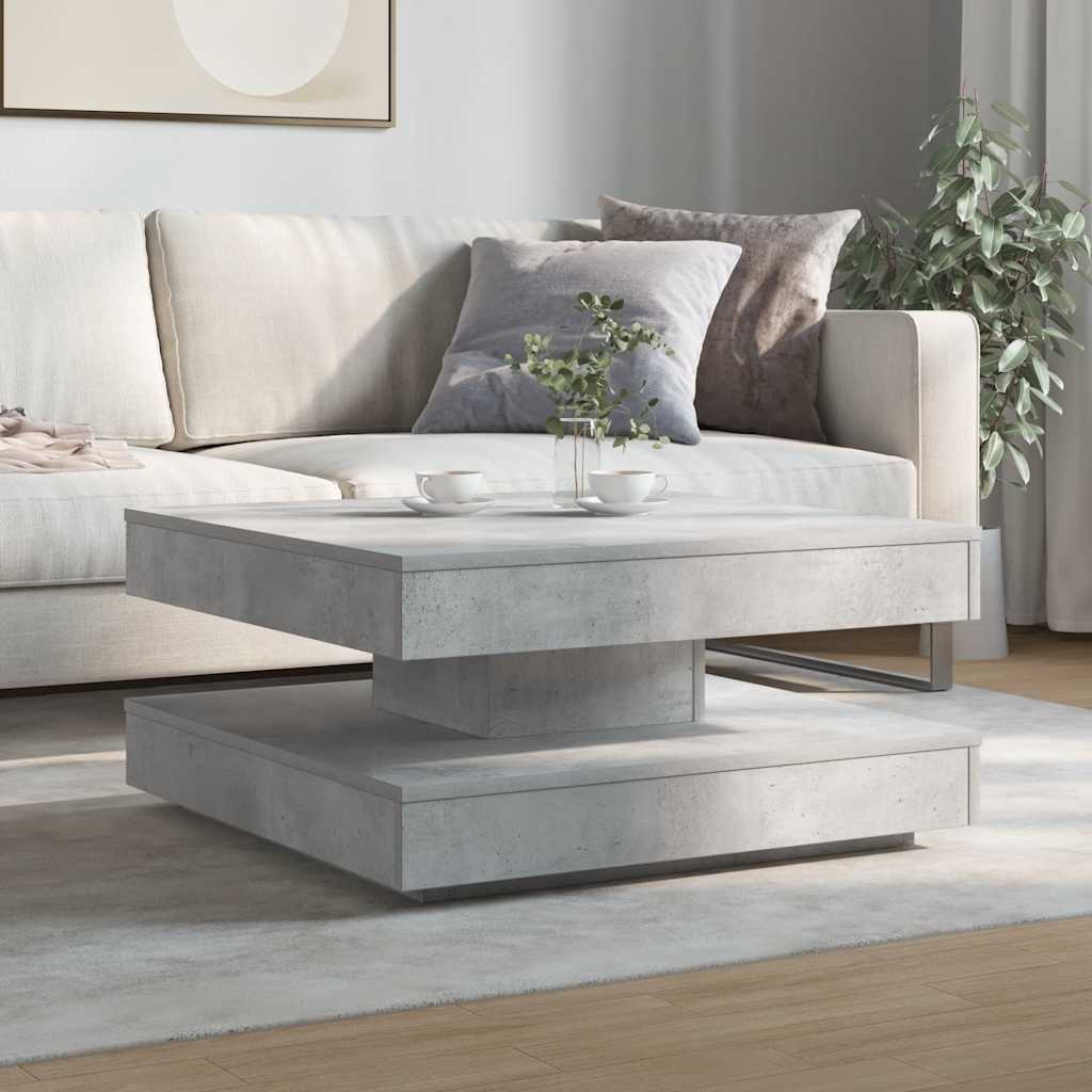 Table basse rotative à 360 degrés gris béton 70x70x34,5 cm - XIOS